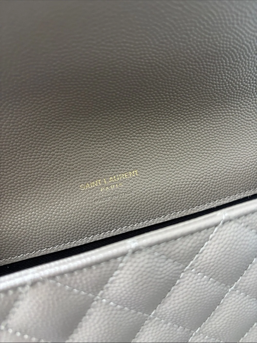 Saint Laurent Envelope Pouch in Quilted Powder Grain Embossed Leather